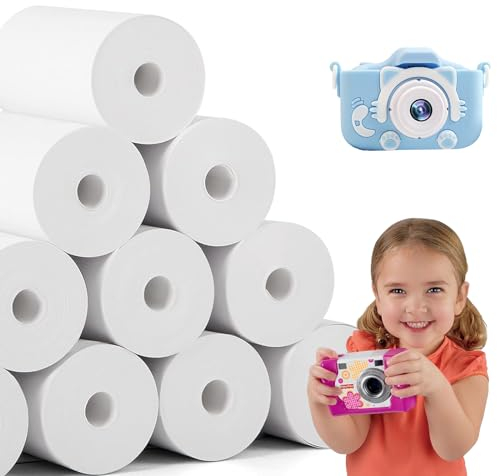 Thermopapier 10 Rollen für Kinderkamera und Mini-Drucker, weißes Nachfüllpapier für Sofortbildkameras für Kinder, Druckpapier BPA Free (57mm bis 30mm)