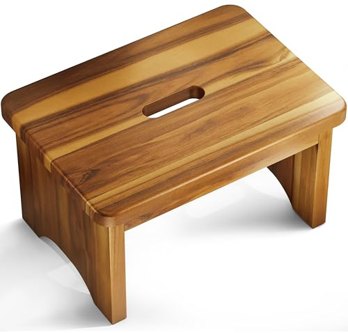 FANATU Wooden Step Stool, 9'' One Step Stool for Adults, Wooden Beside Step with 550 Lbs Load Capacity, Heavy Duty/Portable/Nonslip/Durable Construction Safe Step for Bedroom/Kitchen