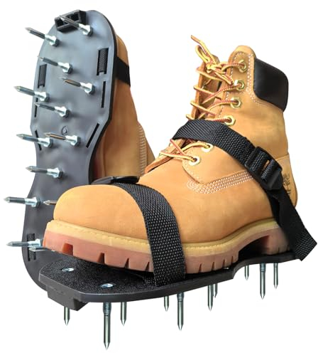 Nagelschuhe Profi, Nagelsohle Estrichschuhe mit 25mm Spikes, perfekt für für Ohne Abdrücke auf Epoxidharz & Bodenfarbe - Universalgröße,Schwarz (Paar)