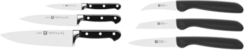 ZWILLING Professional S Messer-Set, 3-teilig & Twin Grip Gemüsemesser-Set, 3-teilig, (Schälmesser 5 cm, Gemüsemesser 8 cm, Spickmesser 8 cm), Kunststoffgriff, Schwarz