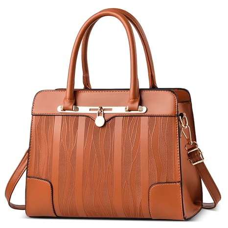 DORRISO Mode Damen Henkeltasche PU Leder Lässig Elegante Handtasche mit Mehreren Taschen Schultertasche für Reise Urlaub Business Nachmittagstee Einkaufen Damen Klassische Kuriertaschen Orange