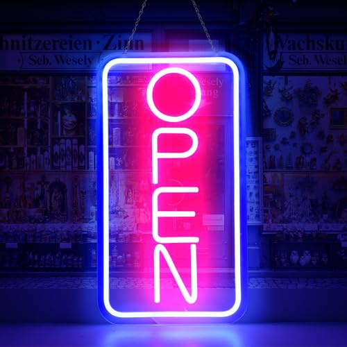 Rdutuok LED-Neonschilder für Geschäft, 42 x 22 cm,LED Open Leuchtreklamen Elektrisches Display, Stromversorgung über USB für Geschäfte, Restaurants, Einzelhandelsgeschäfte Vertikal