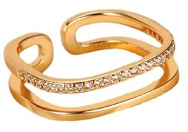 Aotiwe Verlobungsring Rotgold, Damenring Offen Offener Ring mit Hohlem Geometrischem Design und Zirkonia Verlobungsring Größe Verstellbar