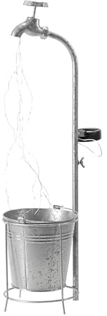 IC Gardenworld LED Solar Wasserhahn Deko-Leuchte mit Blumentopf, kabellos – solarbetrieben, moderne Solarleuchte für Garten, Balkon, Terrasse