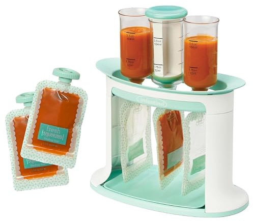 Infantino Squeeze Station para Comida Casera para Bebés, Estación de Llenado de Bolsas para Purés para Bebés y Niños Pequeños, Apta para Lavavajillas y Sin BPA