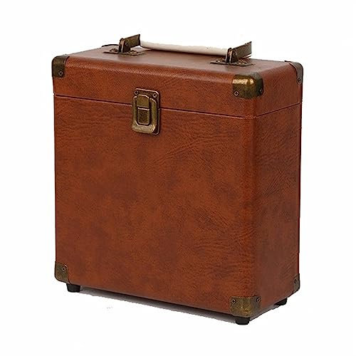 Boîte de rangement for disques vinyles, support et organisateur d'albums portables, étui de rangement for albums vinyles durables vintage avec poignée, convient à la plupart des albums de 7 et 12 pouc