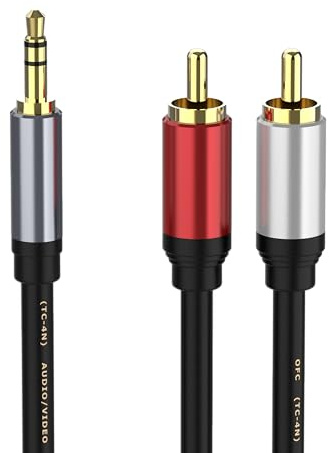 3.5mm zu RCA Stereo Y-Splitter-Kabel für Smartphones, MP3-Player, Tablets, Lautsprecher, Heimkino, HDTV - AUX AV-Kabel (4.9FT)