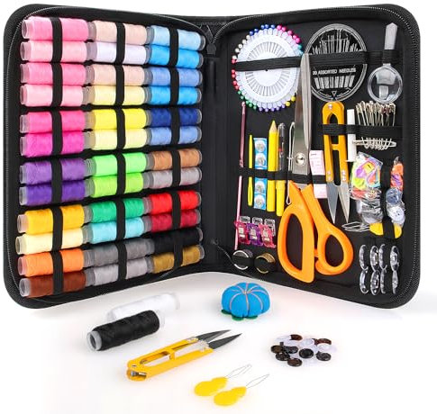 Goeveo Sewing Kit for Adults Beginners, DIY, Home, Travel, Emergency, Repair, Small Sewing Supplies with Case Thread Needle Scissors, Portable 188 Pcs Sewing Accessories Gifts for Mum Grandma Kids