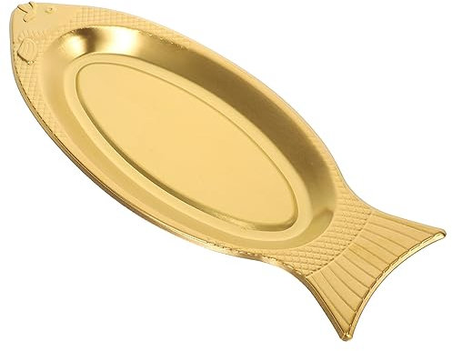 Ciieeo Stainless Steel Serving Tray Lid Fish Shaped Plate Dinner Vegetable Plate