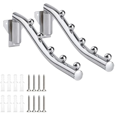 2 Stück Klappbarer Kleiderbügel zur Wandmontage, Klapphaken Faltbar Wand | Kleiderschrank Haken Halter Metall Wand Kleiderlüfter Garderobenhaken Kleiderständer für Kleine Räume, Ecken, Bäder, Büro