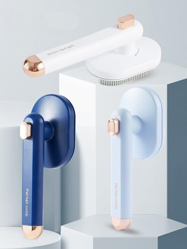 Katzenkamm & Hundekamm mit Krallenschere – Bürste für Kurzhaar & Langhaar – Selbstreinigender Kamm mit Knopf – Hundebürste & Katzenbürste – 3 Farben zur Auswahl - Weiss