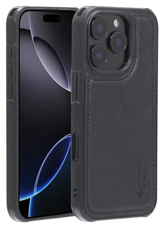 Molzar MAG Series for iPhone 16 Pro Case, Built-in Metal Plate for Magnetic Mount, Works with Qi-certified Chargers, Compatible with iPhone 16 Pro, Black