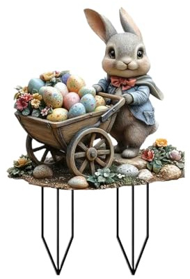 Hemousy Osterdeko Outdoor, Gartenstecker Ostern, Osterdeko Draußen, 2D Acryl Easter Yard Stakes Decor, Easter Garden Stakes Yard Signs, Easter Bunny Decorations Outdoor für Garten