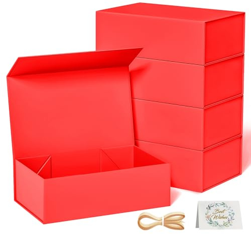 5 Stück Geschenkboxen, 24 x 15 x 7,6 cm Geschenkboxen für Geschenke mit Deckel, Magnetverschluss, rechteckig, faltbar, für Trauzeugen, Antragsbox, Hochzeit, Weihnachten, Halloween, Geburtstagsgeschenk