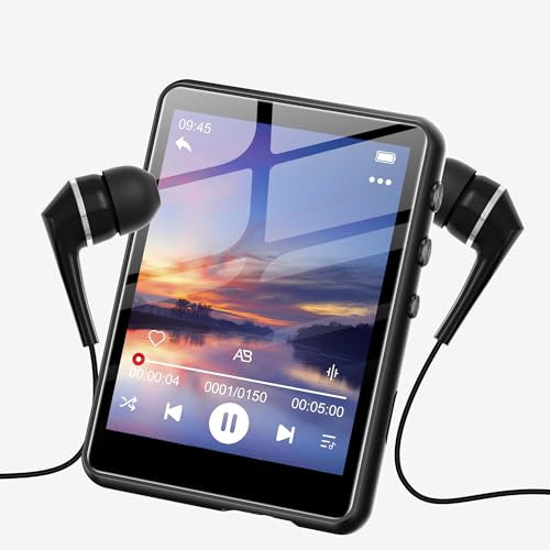 SWOFY Lecteur MP3 128GB avec Bluetooth 5.3 - Écran Tactile de 2,4 Pouces, Son HiFi, Haut-Parleur intégré, Fonction d'enregistrement, Radio FM, supporte jusqu'à 512GB, idéal pour Les Enfants (Noir)