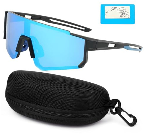 HSMHLYYB Sport Sonnenbrille, Polarisiert Radsportbrillen, Herren Damen Fahrradbrille, Schnelle Brille, UV400 Schutz Sunglasses, Radbrille Verspiegelt Sportbrille für Radfahren Ski Fischen Laufen