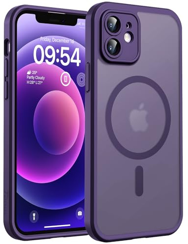 TOCOL Coque pour iPhone 12, Compatible avec MagSafe, Violet | Anneau Magnétique Intégré, Protection de l'objectif Améliorée, Résistant aux Rayures, Case Dos Mat Translucide Fine Antichoc