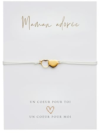 Briefzauber Carte et bracelet « sœur » | Ensemble bracelet double cœur et carte A6 | Cadeau complicité simple et minimaliste | Porte-bonheur, message positif (Personne, Soeur)