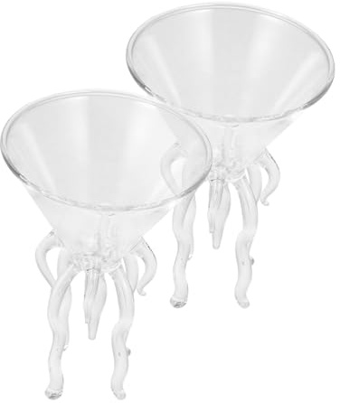 PartyKindom Dos Vasos de cóctel de Vidrio con Tallo, diseño Simple y cómodo, para jugos y licores, Uso en Fiestas y reuniones