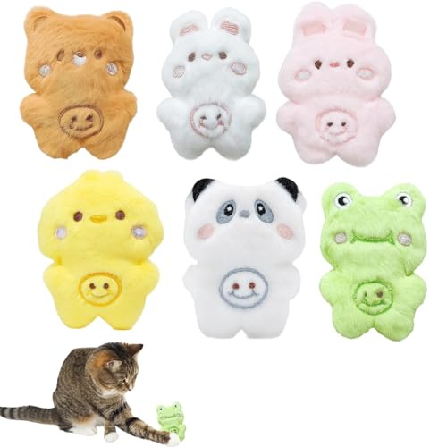 PangWuu 6-Teiliges Plüschtiere Set mit Hase, Bär, Küken, Frosch und Panda, weiche Tierfiguren Plüsch Stofftiere
