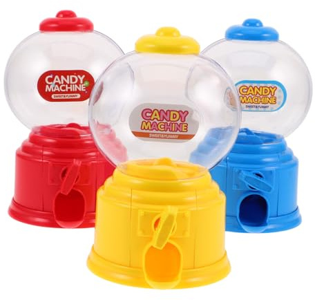 Garneck 3pcs Mini Candy Gumballs Machine Boys and Girls Friendly Plastic Snack Dispenser Desktop Candy Dispenser for Birthdays Weddings Parties