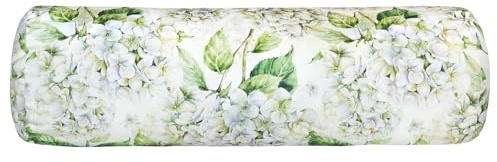 beties - Landlust Hortensie -, Kissenhülle XL Nackenrollenbezug ca. 25x70 cm Landhaus-Collection – 100 % Baumwolle, Premiumqualität in weiß