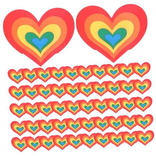 NOLITOY 30pcs Heart Shaped Bandages Breathable Waterproof Patches for Boys and Girls, Portable Protection and Care Rainbow Love Pattern