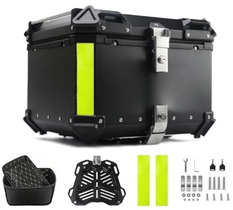Portaequipajes Trasero Motocicleta Baúl Trasero Universal para Motocicleta De 45L Y 55L, Impermeable, Caja De Herramientas, Baúl Superior De Aluminio(45L-Black)