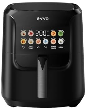 EVVO Freidora Sin Aceite Tasty Fryer Advance 6L - Air Fryer con 1700W, Tecnología Dual Cyclone, Panel Táctil, Multifunción, Temporizador, Apagado Automático, Acero Inoxidable, Antiadherente