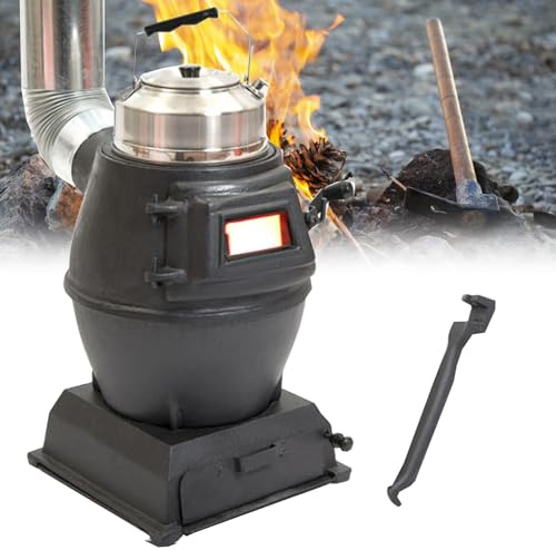 Campingkocher, Holzofen, Holzkohleofen, Holzofen, Mehrzweck-Campingkocher mit Fenster für Zelt, Innenbereich, Villa, Unterstand, Heizen und Kochen
