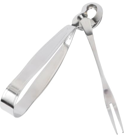 CIYODO 2 pièces Pince à Escargot Inox avec Fourchette et Clip Ustensiles Empilables pour Cuisine Maison et Restaurant Outil de Service pour Fruits de Mer et Plats Français