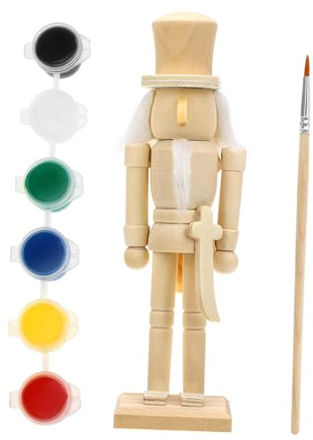 EPIGEIST Casse Noisette à Peindre DIY Marionnette Soldat de Noël avec et Perruque Kit Créatif pour Garçon Fille Décoration Maison Noël Cadeau Garçon Fille