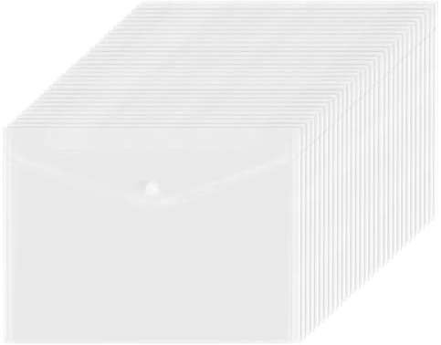 YIXNSW 80 Stück A5 Dokumententasche Transparent, Kunststoff Dokumentenmappe A5 mit Druckknopf, Wasserdichte Klarsichthülle Sammelmappe für Schule, Büro