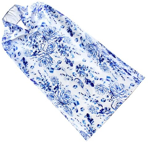 Essschal für Erwachsene Damen aus Polyester, Waschbar, Blau | Fleckabweisend, Dekoratives Druckmuster, Wiederverwendbar, Schützt Kleidung bei Mahlzeiten