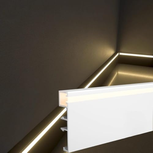 LED-Deckenleisten, LED-Diffusor-Kanalleisten Atmosphärenbeleuchtung Aus Aluminiumlegierung Für Dekorative Decken, Böden Und Wände(White -H 5cm,1m/3.3ft)