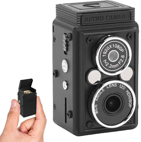 Sxhlseller Mini Appareil Photo Numérique Rétro, Appareils Photo Portables Vintage à Double Objectif avec Flash, Grand Angle HD 12 MP 1080p et Mise au Point Automatique, Appareil Photo