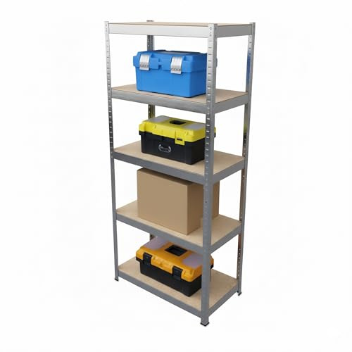 Relaxdays Schwerlastregal, HxBxT 180x60x30 cm, Traglast 500 kg, 5 Ebenen, Lagerregal Keller, zum Stecken, Farbwahl | 5 Ebenen, Lagerregal Keller, zum Stecken