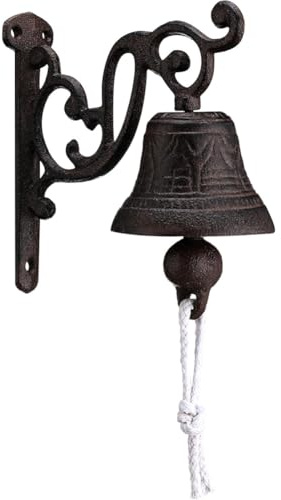 YGBWAOV Campana da Cena In Ghisa per Esterni con Suono, Design Vintage da Montare A Parete per Decorazioni per la Casa e il Giardino.