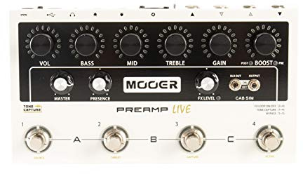 Mooer Preamp LIVE - Digital Multi Preamp Modeler für Gitarre - 50 Amp und 30 Cab Sims mit IR, MIDI, XLR