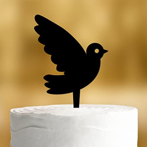 Cake Topper Taufe Taube [für kleine Torten] für die Tauftorte - Schwarz - Tortendeko Taufe Mädchen, Cake Topper Mädchen, Tortendeko Junge, Tortendeko Taufe Jungen, Torten Topper