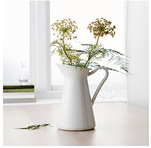 Bianco Vintage Shabby Chic Vaso Smalto Brocca Brocca Vaso Grande Metallo Decorazione Di Nozze