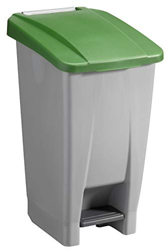 Sunware Basic - Cubo de basura (60 L, 49 x 38 x 70 cm, con ruedas), color gris y verde