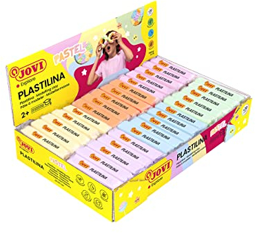 Jovi - PLASTILINA, Pasta da modellare a base vegetale, 30 x 50 grammi, Colori pastello e grande plasticità, Senza glutine, Ideale per bambini dai 2 anni (70P)