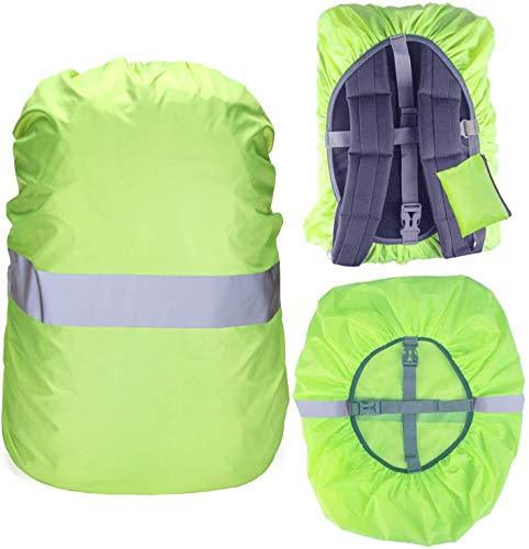 Regenschutz für Rucksack Schulranzen, Wasserdichter Rucksack Regenhülle Cover Regenüberzug mit Reflektorstreifen Rutschfester Kreuzschnalle, Perfekt für Camping, Wandern und Outdoor Aktivitäten