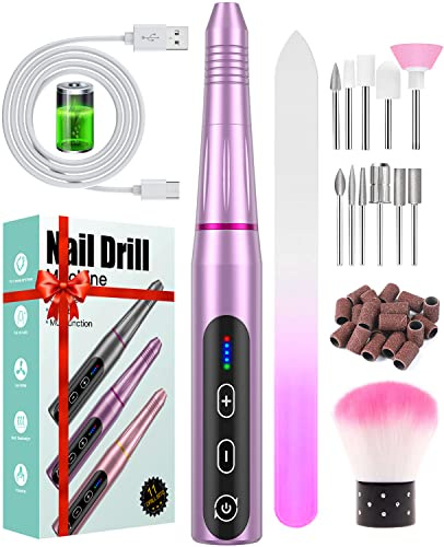 Ponceuse pour Ongles Professionnelle,11 en 1 Lime a Ongle Electrique Silencieuse, Rechargeable Ponceuse pour ongles manucure machine Puissante et Portable Kit de Manucure Pédicure pour Salon et Maison