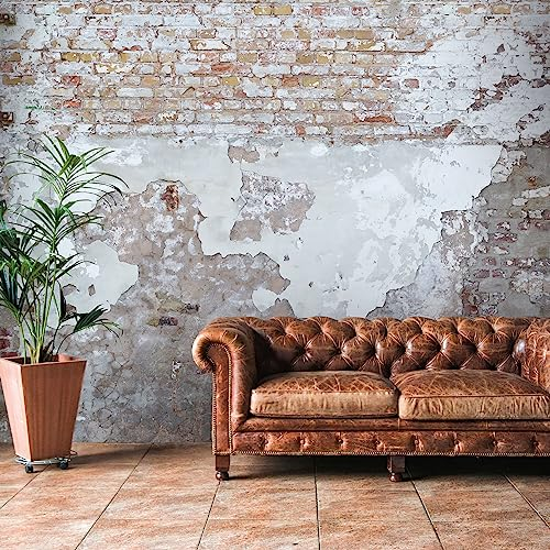 A.S. Création Livingwalls Vliestapete - Backstein Tapete in Grün, Braun und Weiß - Wandtapete für verschiedene Räume - Wandbild XXL 2,80 m x 3,71 m