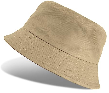 Tuopuda Fischerhüte Bucket Hat Unisex Sonnenhut Baumwolle Buckethut Faltbar Fischerhut Anglerhut Sommer 56-58cm, Khaki-B