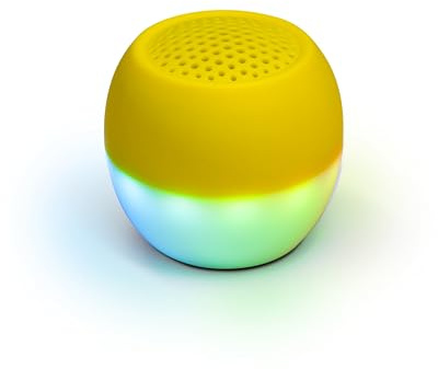 Boompods Soundflare Tide Bluetooth Lautsprecher - IPX6 wasserdichte Musikbox aus Ozeanplastik, Selfie-Funktion & Beleuchtung, Outdoor Lautsprecher für Handy, Reisen, 5 Std Spielzeit, Gelb