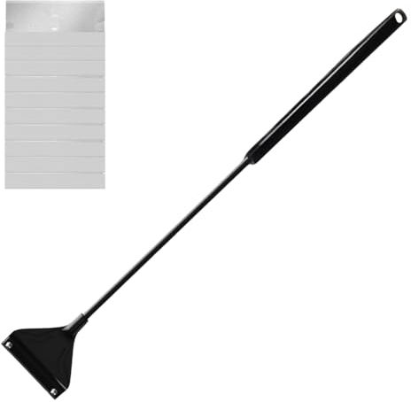 JTKREW Aquarium Reinigungswerkzeuge - 62cm Algenschaber & Rasiermesser Schaber aus Edelstahl mit Abnehmbarer Stange - 10 Klingen für die Reinigung von Aquarien-Glas-Fischbecken