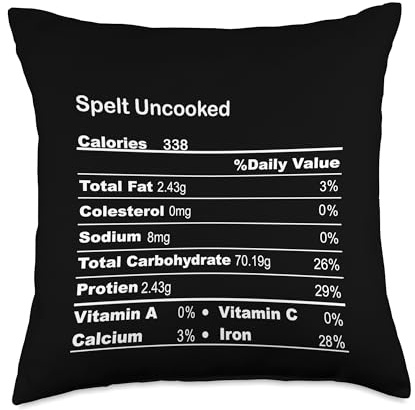 Family Matching Thanksgiving Tee for Family Funny Spelt Uncooked Thanksgiving Nutritional Fact Throw Pillow, 18x18, Multicolor